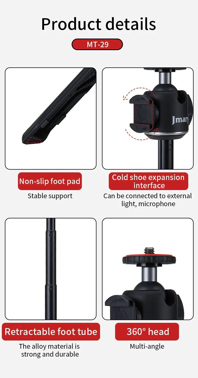 Jmary Mt-29 Mini Extendable Vlogging Tripod - Kuhudak Shop