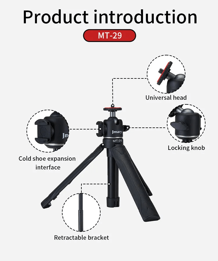 Jmary Mt-29 Mini Extendable Vlogging Tripod - Kuhudak Shop