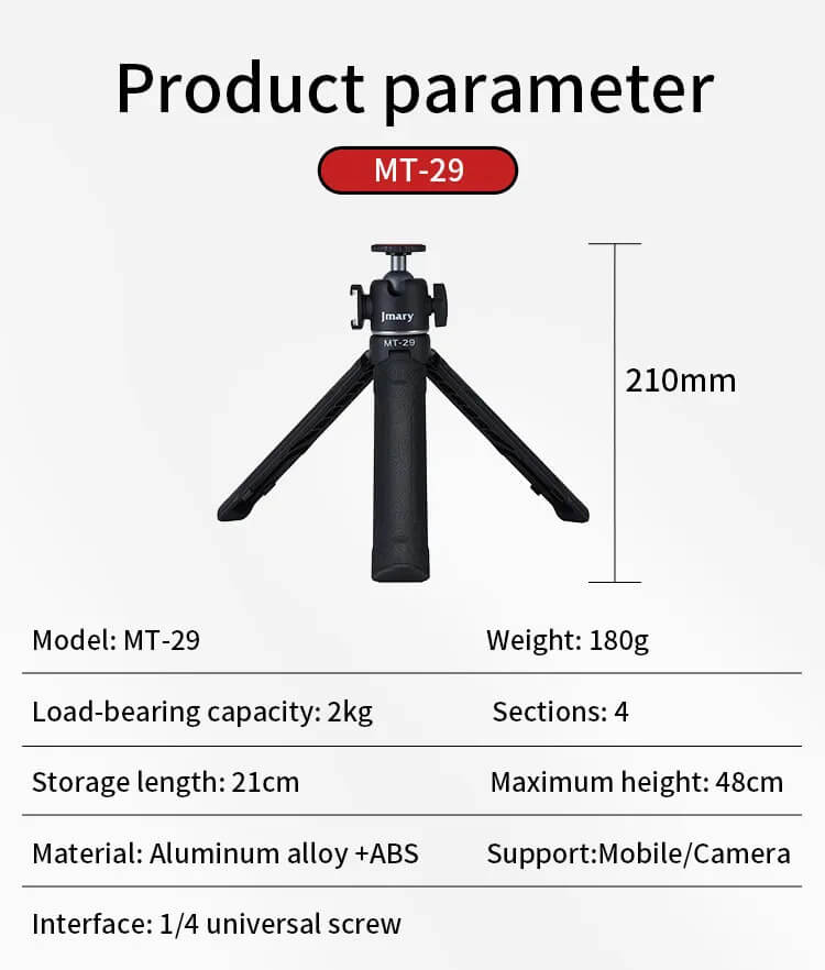 Jmary Mt-29 Mini Extendable Vlogging Tripod - Kuhudak Shop